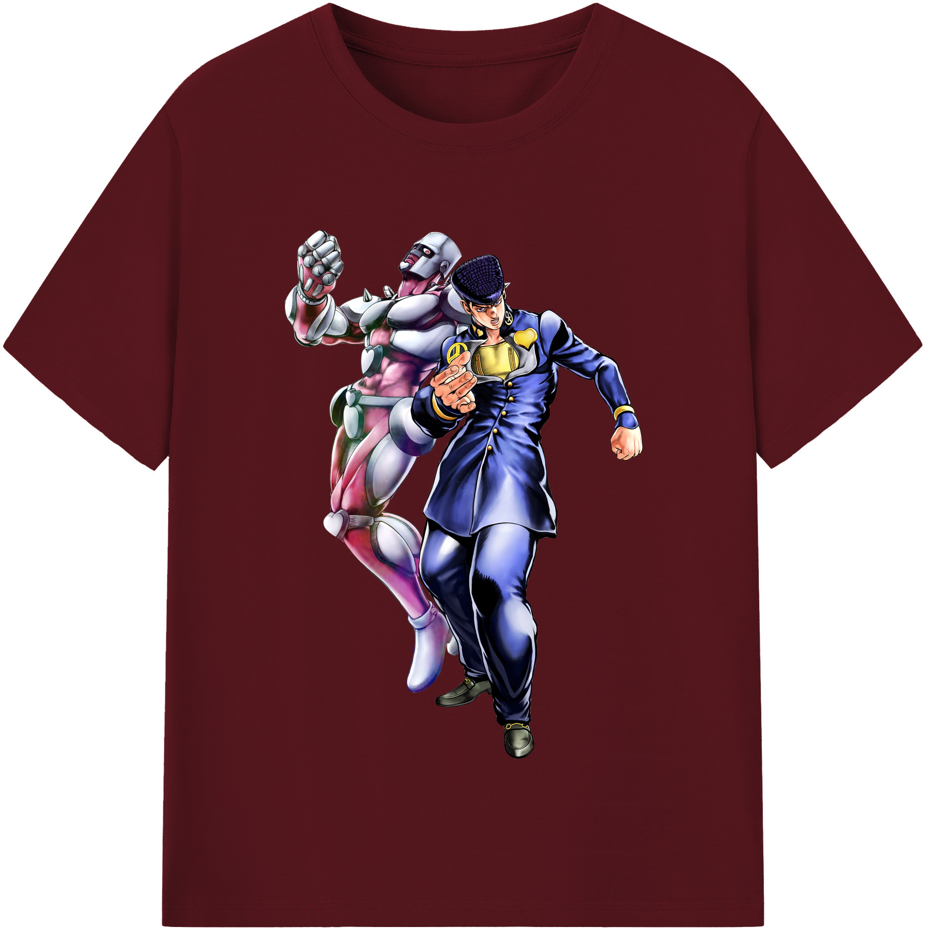 （画像用） ジョジョの奇妙な冒険 ひがしかた じょうすけ JoJo's Bizarre Adventure Higashikata Josuke 綿100％半袖Tシャツ（フロントプリント）
